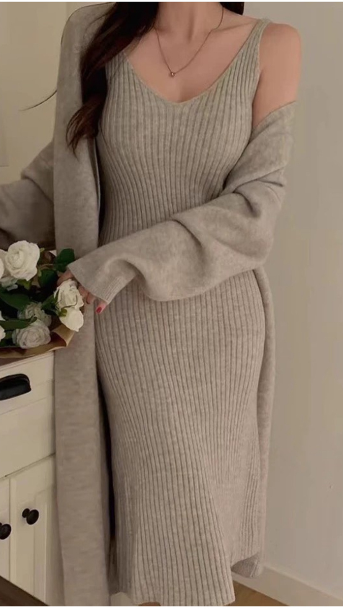 Woolen Dress With Long Shrug FC1709