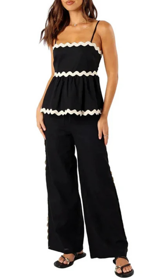 Zig Zag Border Strap Sleeve Coord Set FC1852