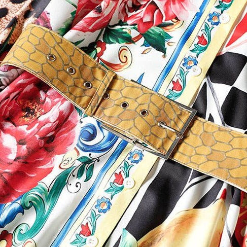 Contrast Printing Coordset With Belt