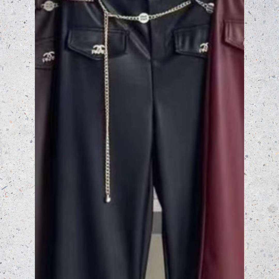 Leather Pant With Chain Belt