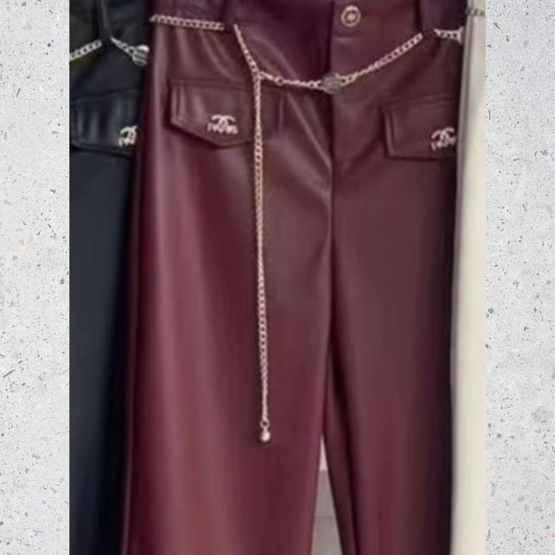 Leather Pant With Chain Belt
