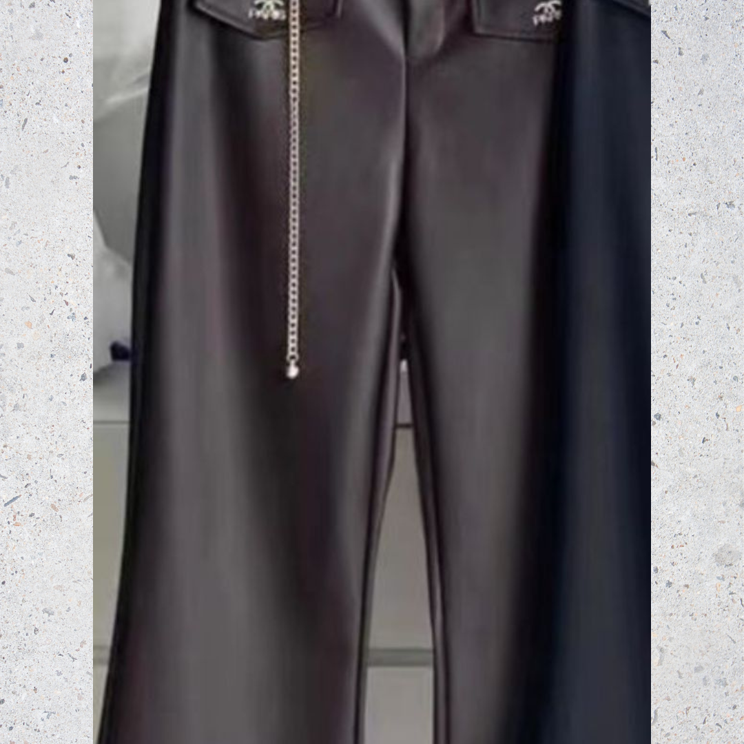 Leather Pant With Chain Belt
