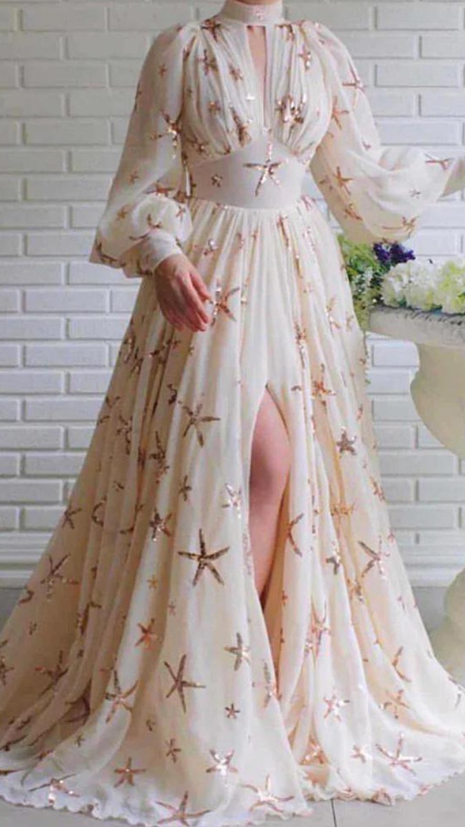 Premium Sparkle Star Sequin Chiffon Dress FC