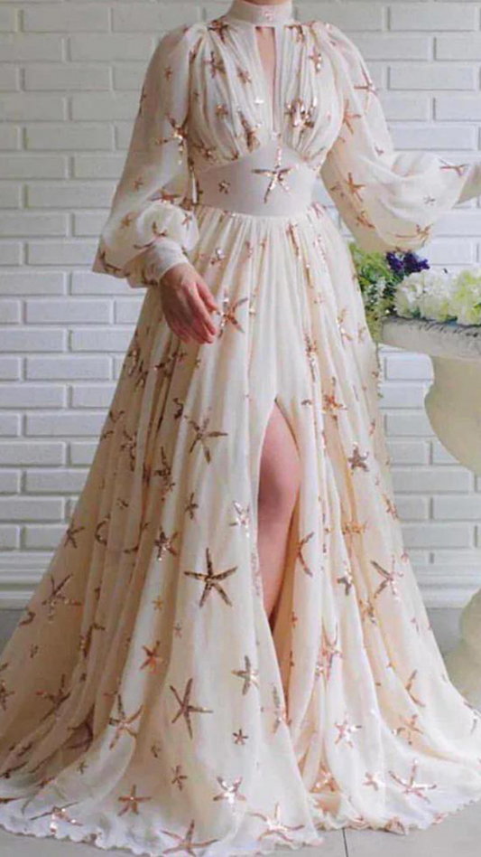 Premium Sparkle Star Sequin Chiffon Dress FC