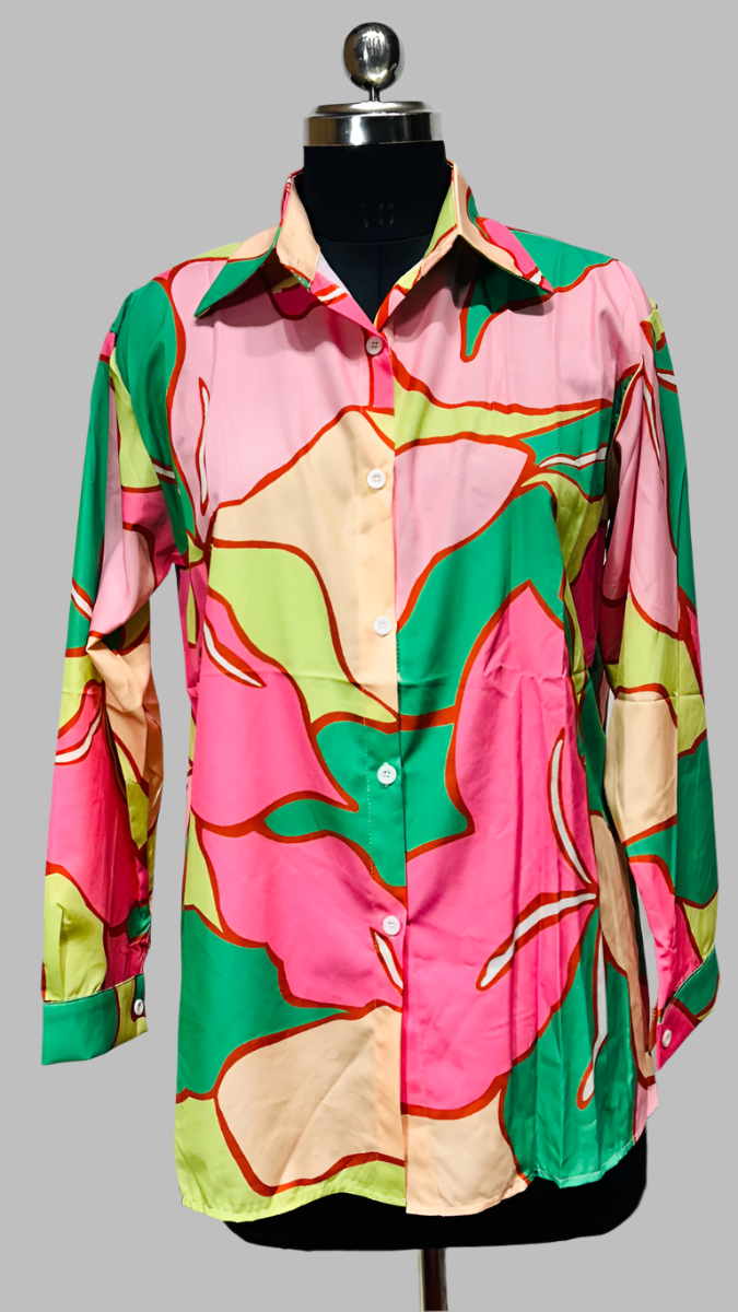 printed silk satin Shirt