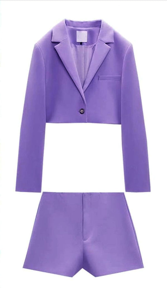 Fc Cropped Buttoned Blazer & Pleated Skirt