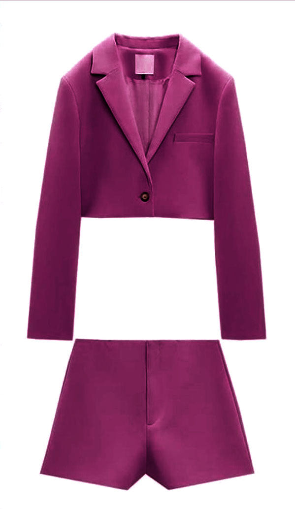 Fc Cropped Buttoned Blazer & Pleated Skirt