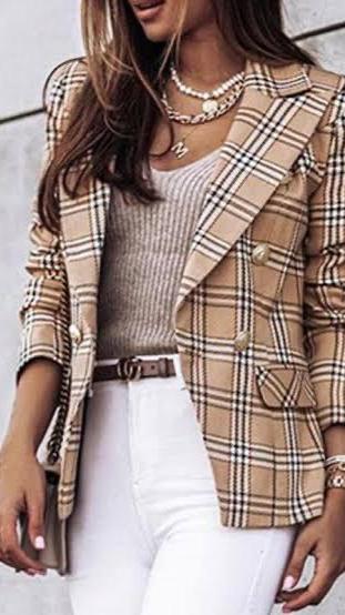 Fc Khaki Plaid Slim Blazer