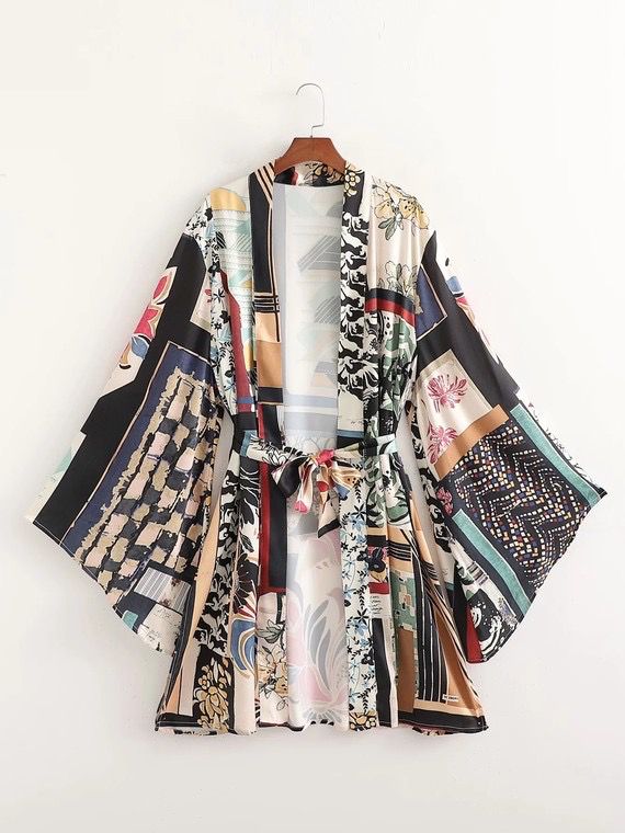 Fc New Patchwork Kimono Coat Loose Trousers