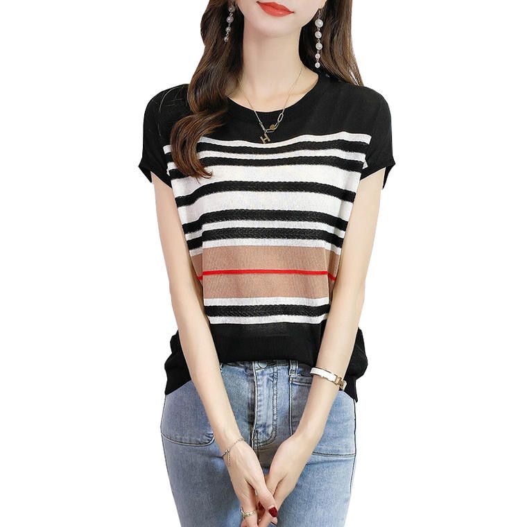 Fc Striped Ice Silk Knitted Sweater