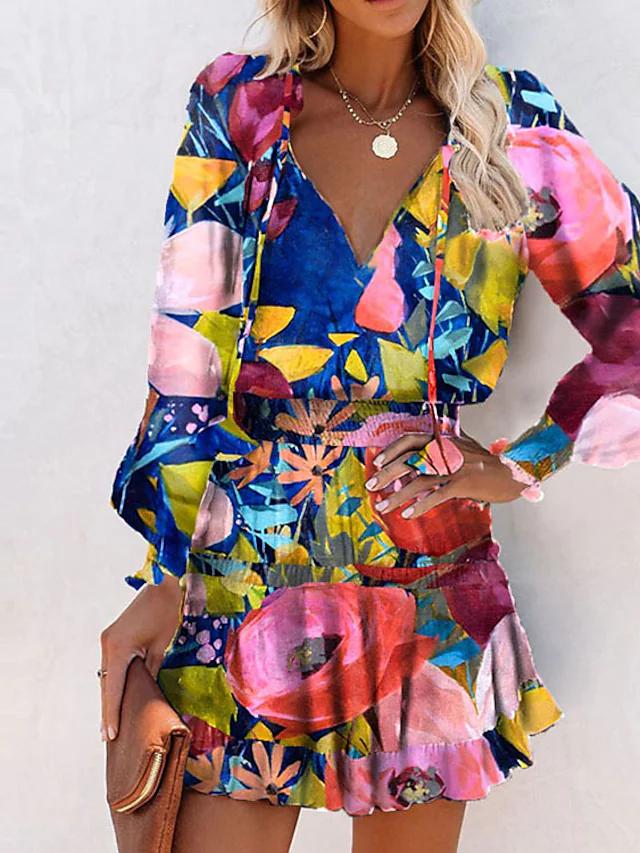 Fc Ruffle Mini Short Dress Floral