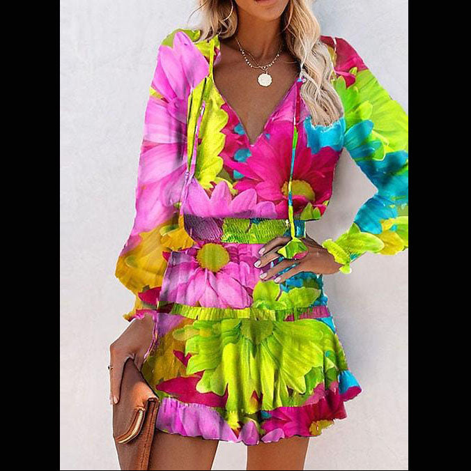 Fc Ruffle Mini Short Dress Floral