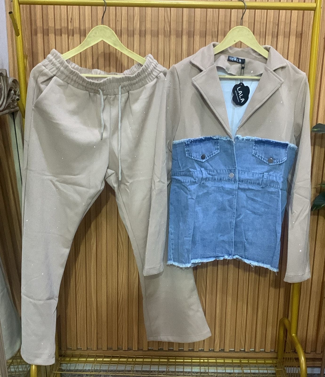 Half Denim Shirt And Pant Coord Set FC1906