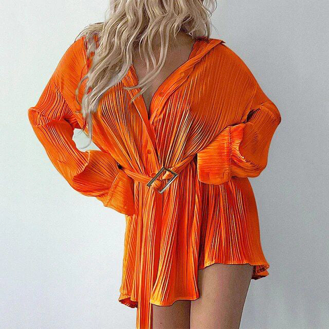 Fc Breasted Shirt Dress Orange