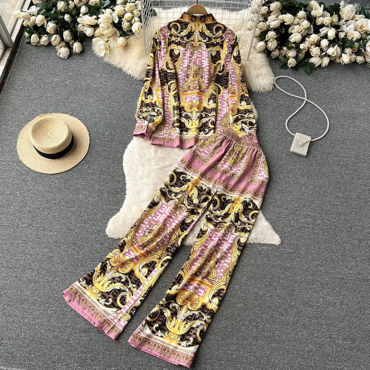 Fc Breasted Button-Print Shirt Two-Piece Set