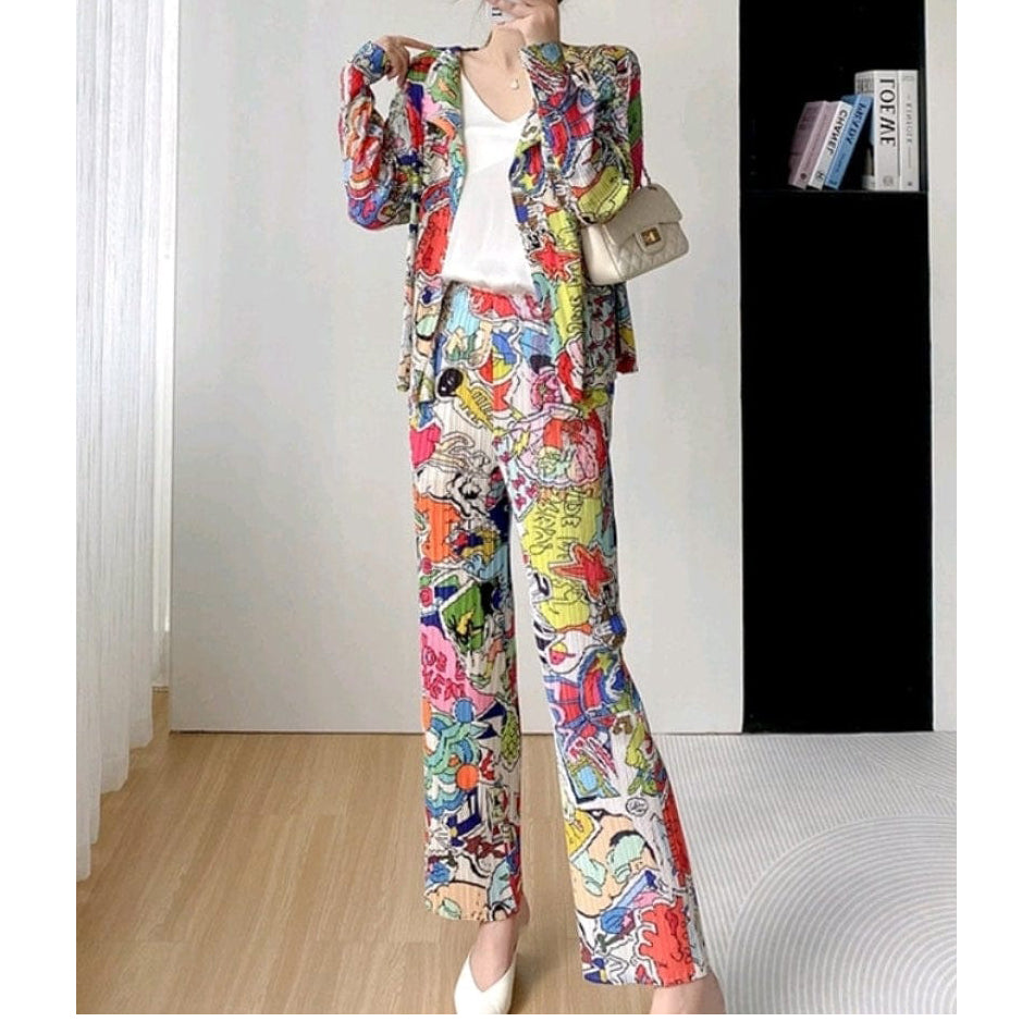 Fc Graphic Print Pleated Blazer