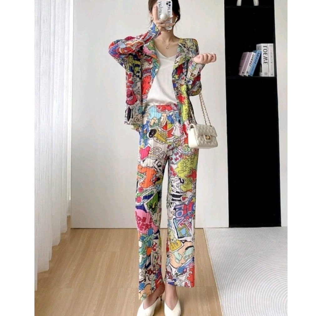 Fc Graphic Print Pleated Blazer