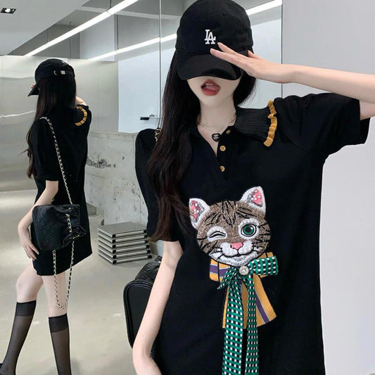 Fc Embroidered Cat Short Sleeve T-shirt
