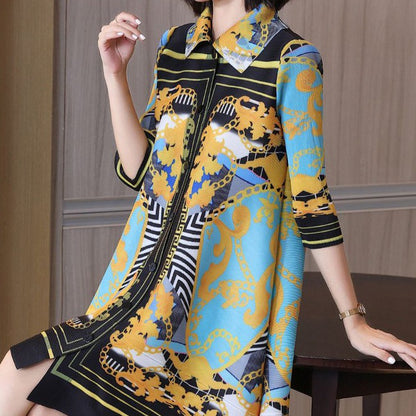 Fc New Geomatric Print Pleated Loose Dress