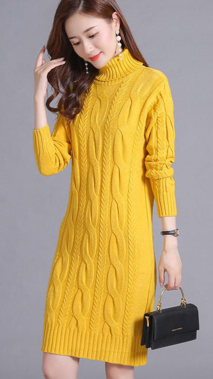 Fc Knitted High Neck Thickening Long Dress