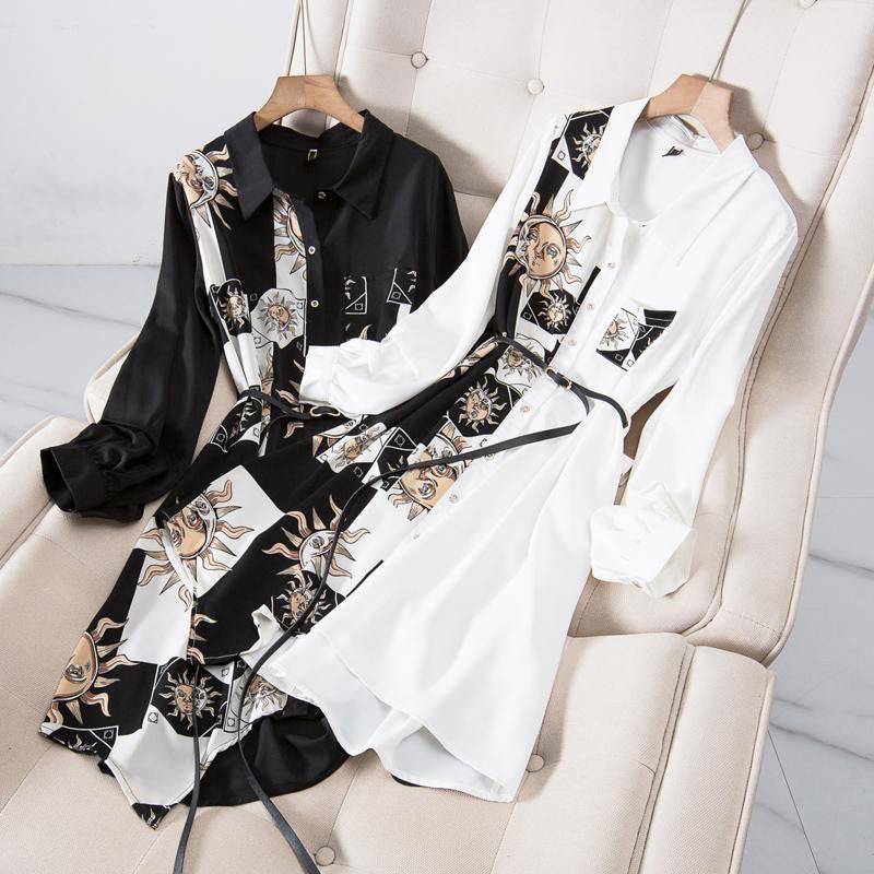 Fc Print Pattern Long-Sleeve Dress