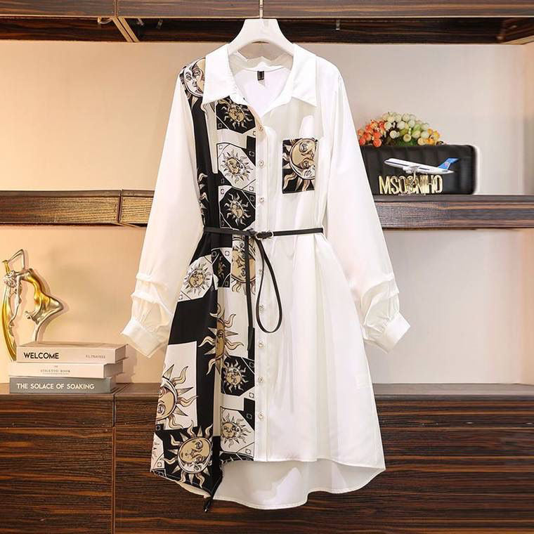 Fc Print Pattern Long-Sleeve Dress