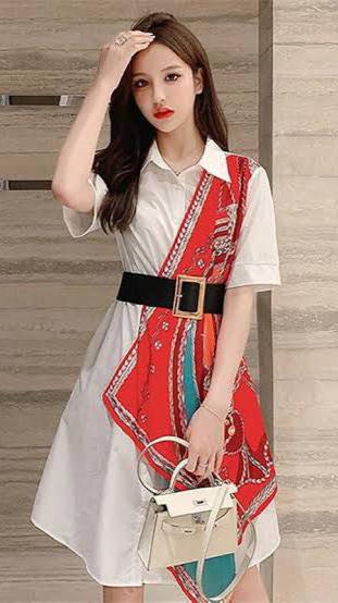 Fc Silk Scarf Dress With Belt