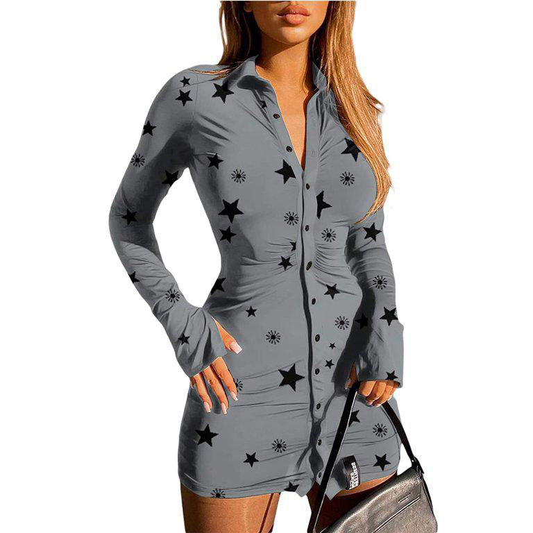 Fc Turn-Down Collar Mini Shirt Dress