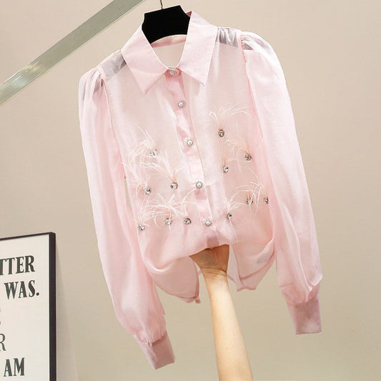 Fc Tassel Lapel Bubble Sleeve Shirt