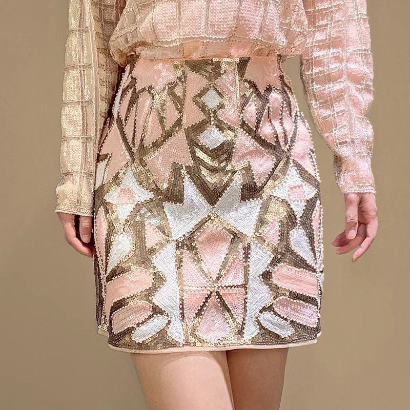 Fc Beaded Sequin Skirt Light Luxury Graphic