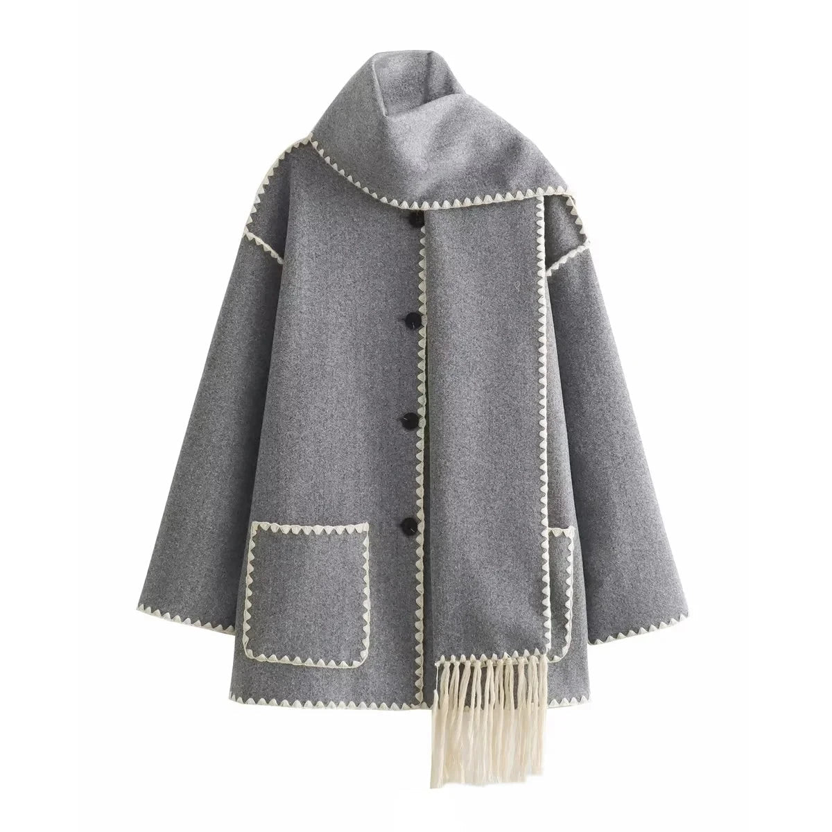 Women's Coat With Tassel Scarf FC1705