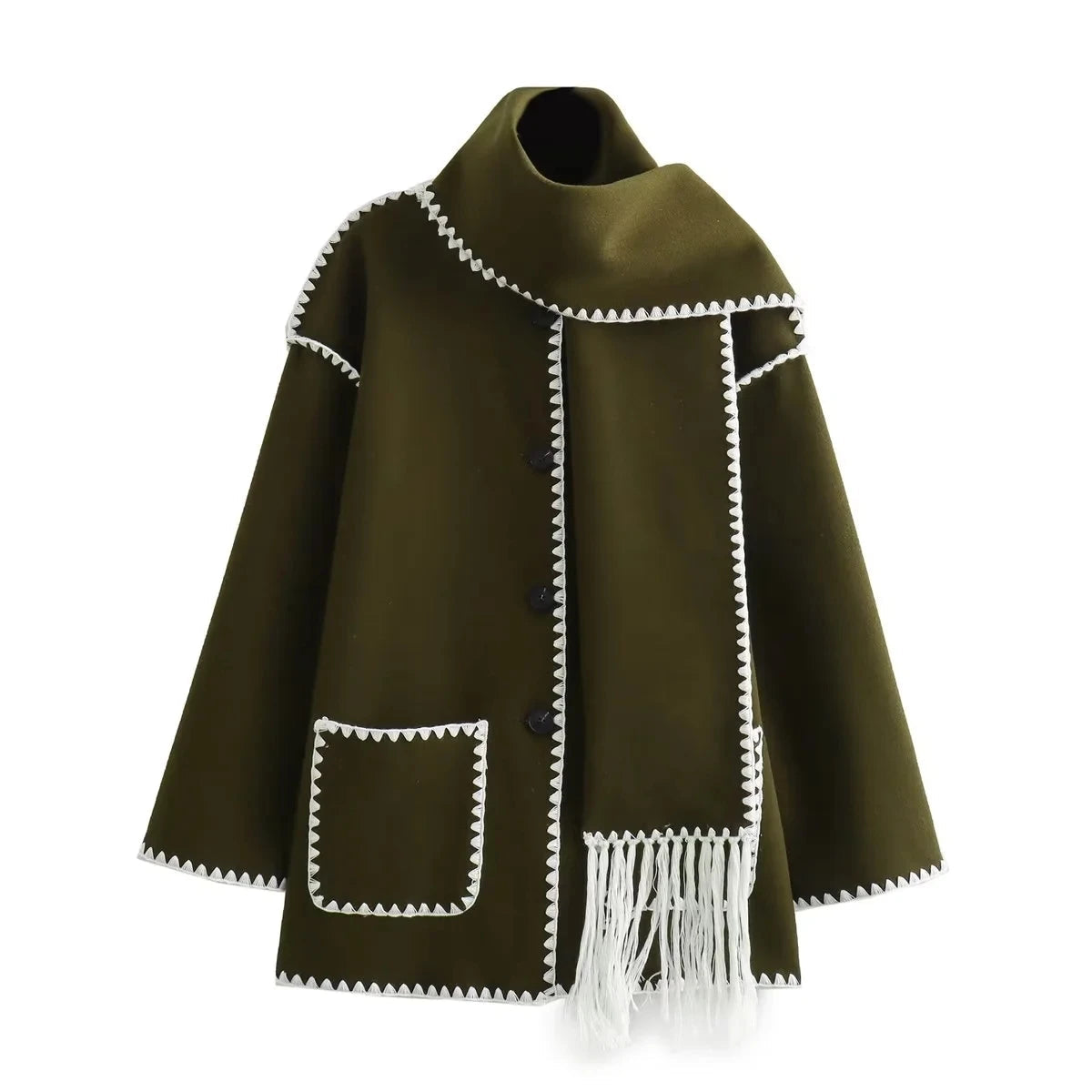 Women's Coat With Tassel Scarf FC1705