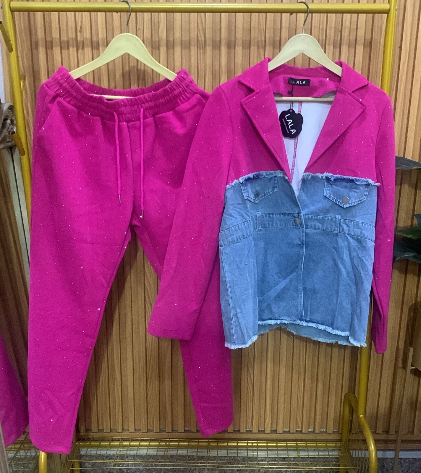 Half Denim Shirt And Pant Coord Set FC1906