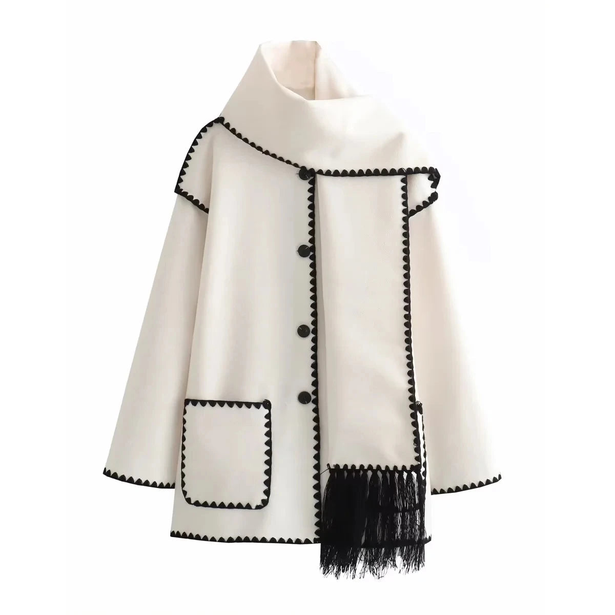 Women's Coat With Tassel Scarf FC1705