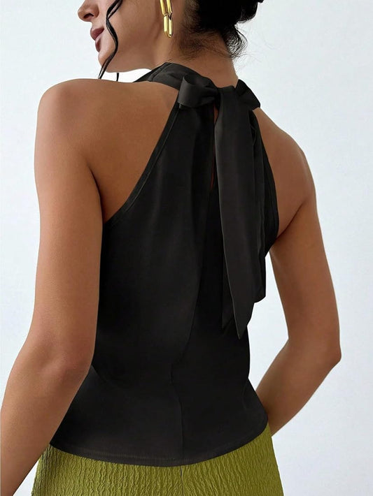 Loose Neckline Tie Belt Back Top FC2891