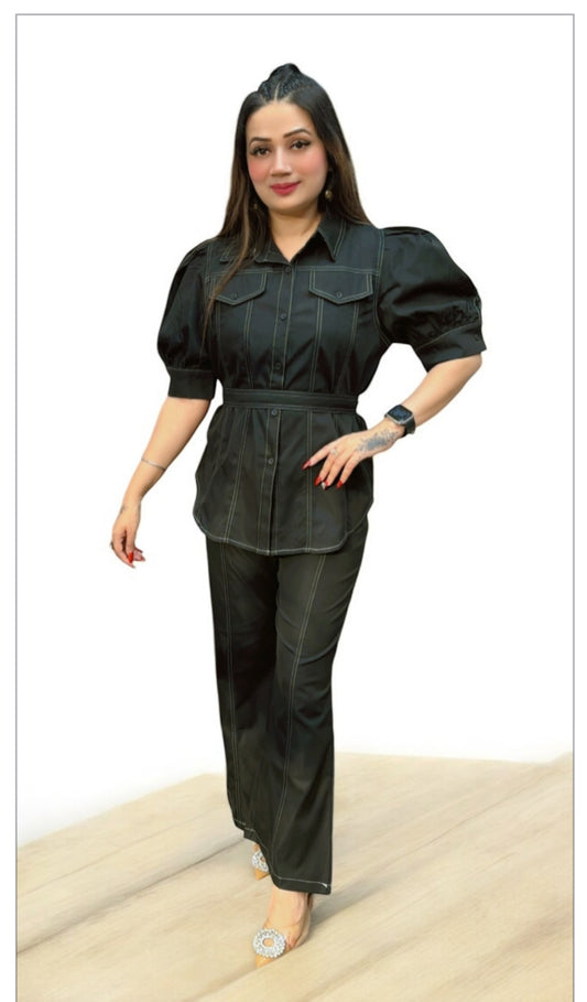 Denim Coordinated Set With Belt FC1268