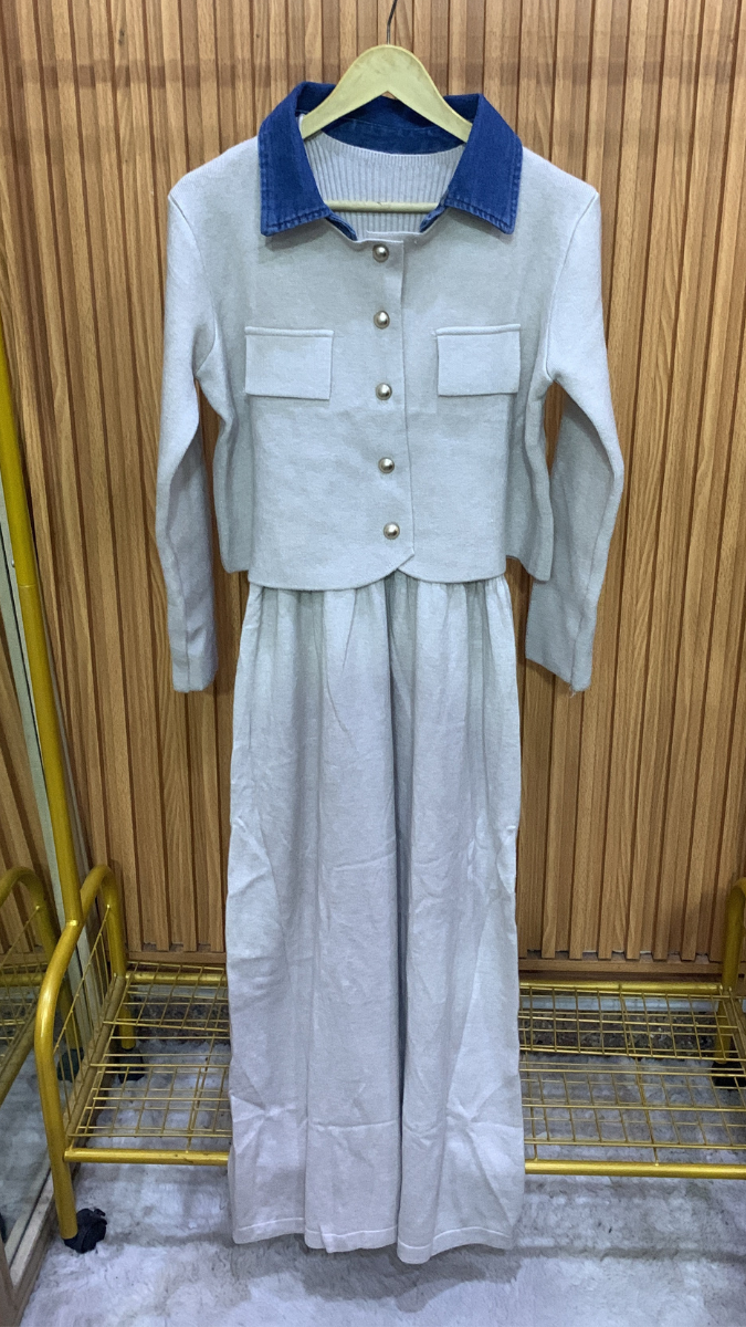A- Line Dress With Crop Jacket FC1953