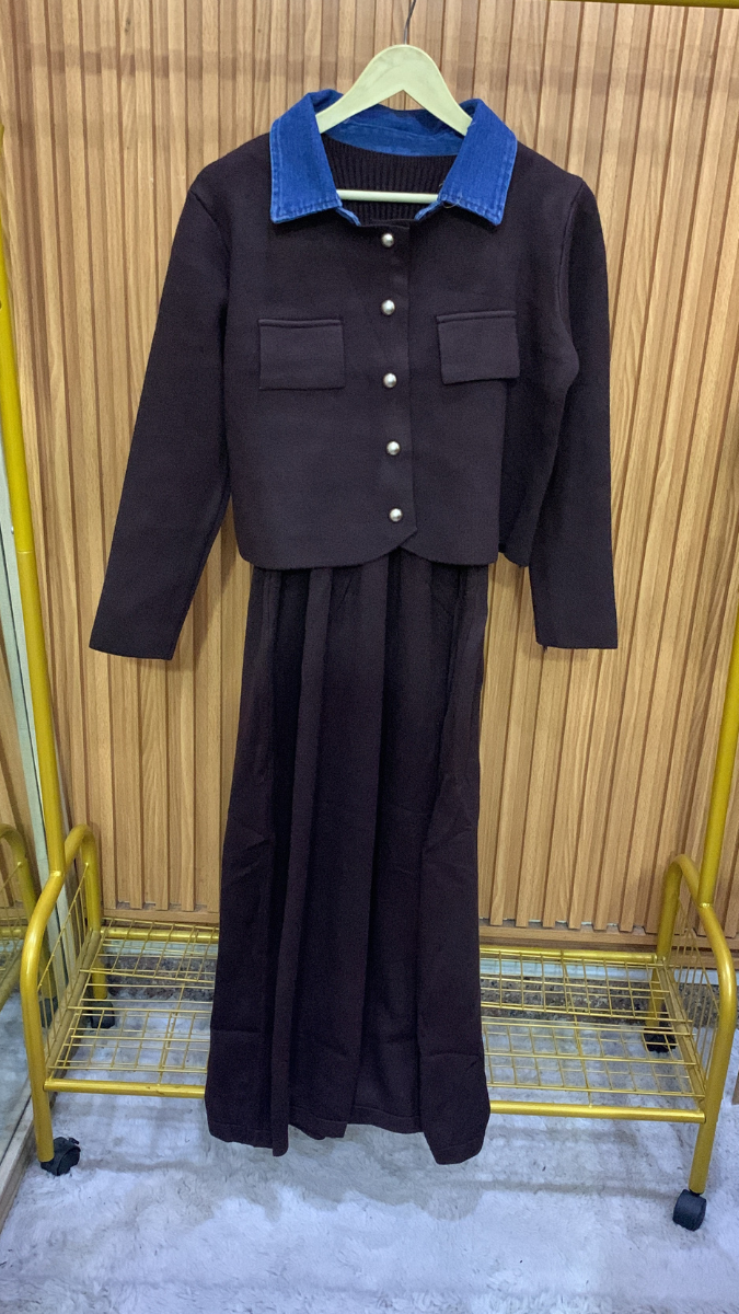 A- Line Dress With Crop Jacket FC1953