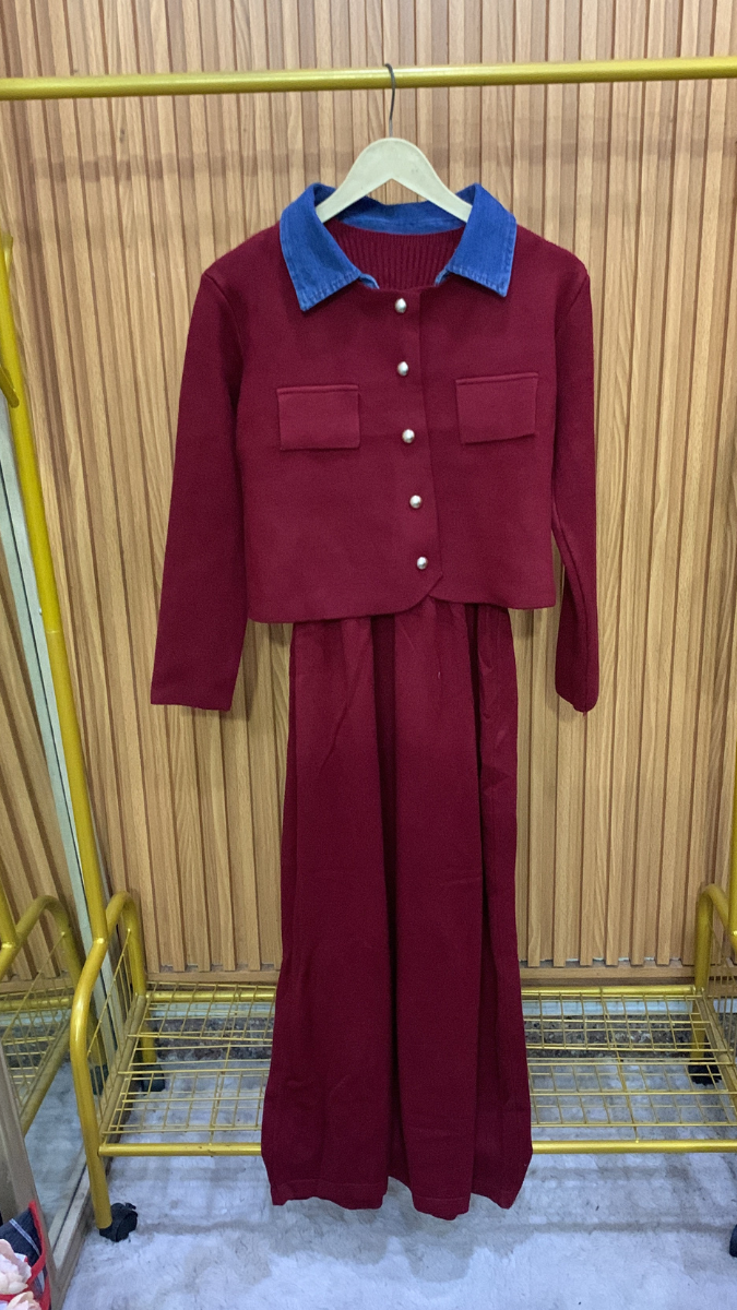 A- Line Dress With Crop Jacket FC1953