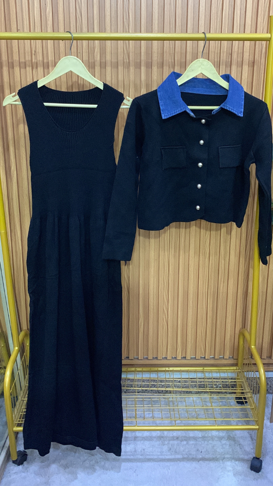 A- Line Dress With Crop Jacket FC1953