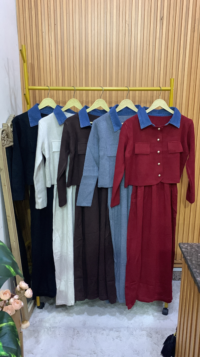 A- Line Dress With Crop Jacket FC1953