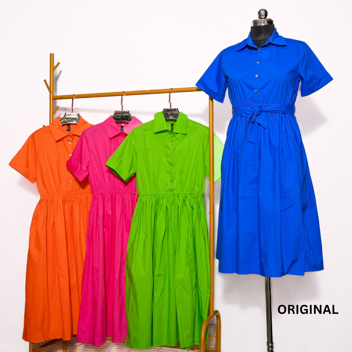  A-Line Midi Shirt Dress