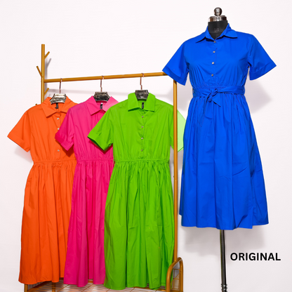  A-Line Midi Shirt Dress