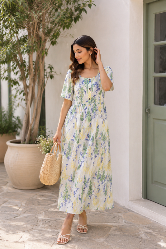 Printed Square Neck Maxi Dress FC2498