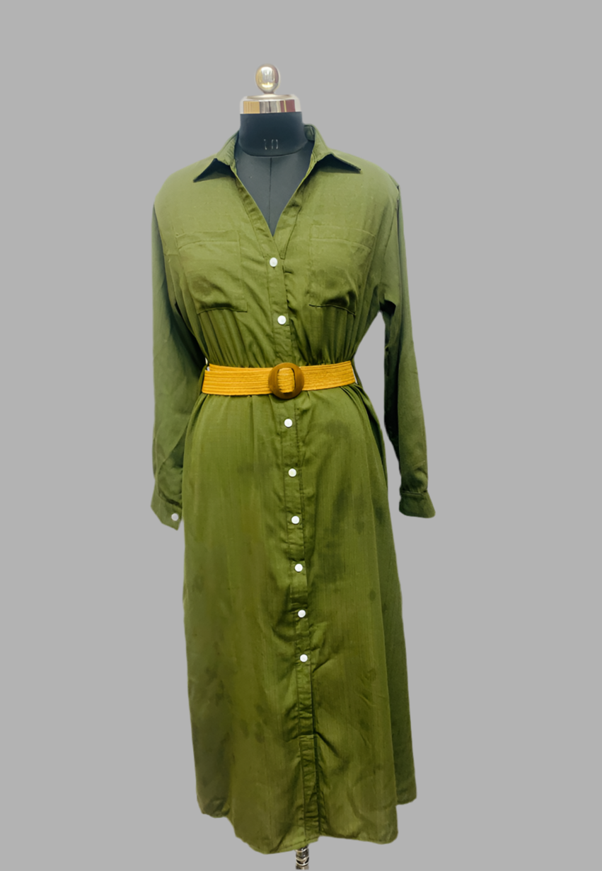 Green Midi Shirt Dress FC1138