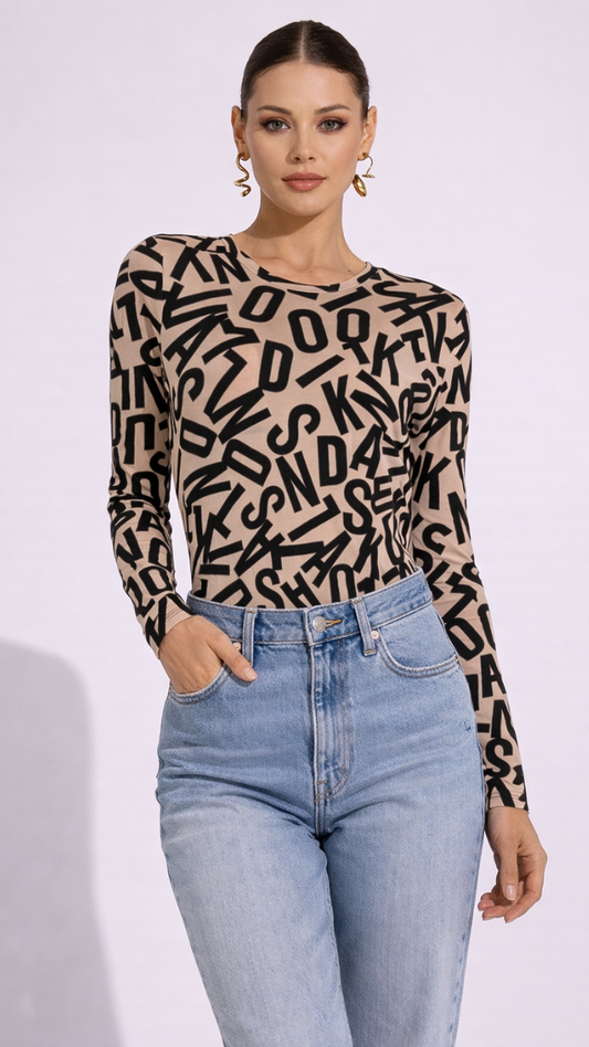 Alphabet Designed See Through Bodysuit FC2234