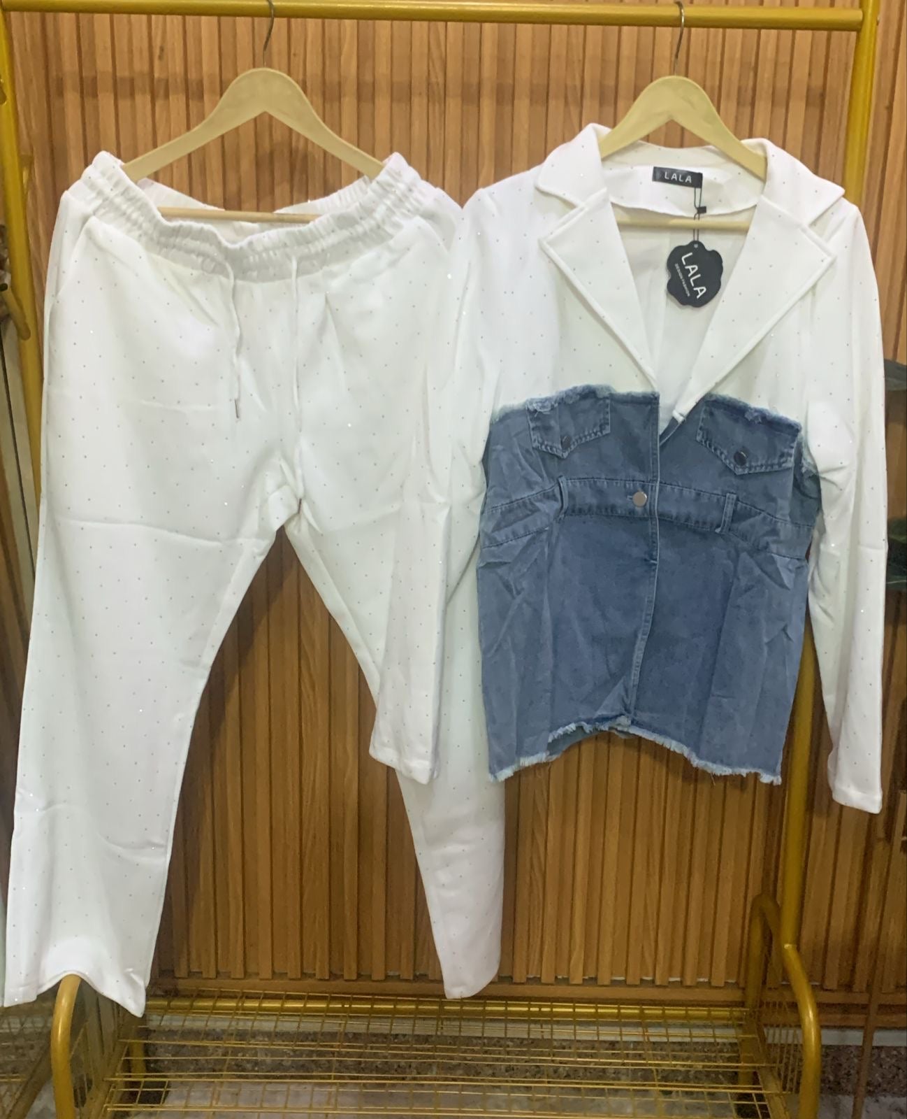 Half Denim Shirt And Pant Coord Set FC1906