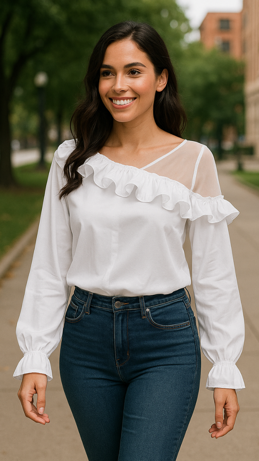 Balloon Sleeve Satin Top FC1834