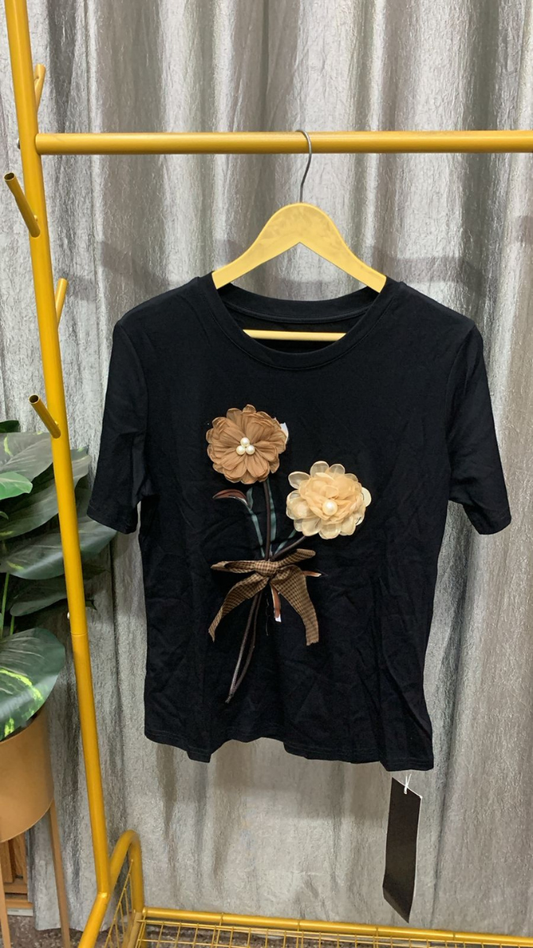 Beautiful Bouquet Embedded Half Sleeve T-Shirt FC2471