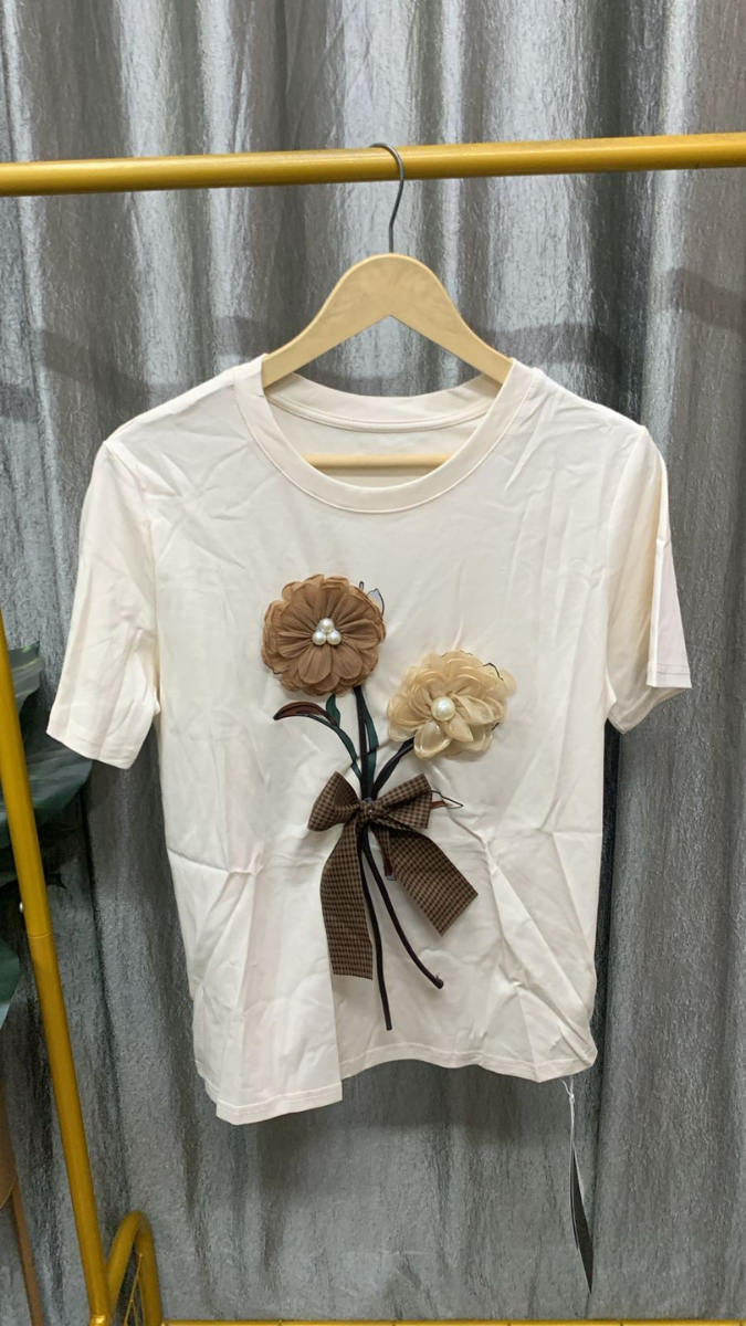 Beautiful Bouquet Embedded Half Sleeve T-Shirt FC2471